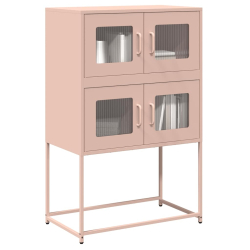 Komoda wysoka różowa 68x39x107 cm stalowa