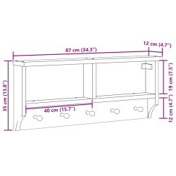 Wieszak ścienny na ubrania SANDNES 87x12x35cm Drewno lite Sosna
