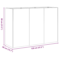 Doniczka Czarna 120x40x80 cm Stal walcowana na zimno