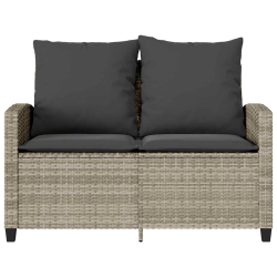 Sofa ogrodowa 2-osobowa z poduszkami i stołem Jasnoszary