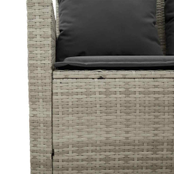 Sofa ogrodowa 2-osobowa z poduszkami i stołem Jasnoszary