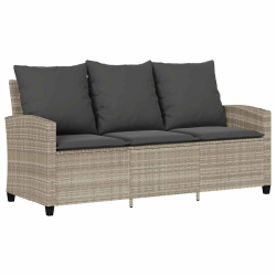 Sofa ogrodowa 3-osobowa z poduszkami i stołem Jasnoszary
