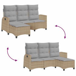 Rozkładana Sofa Ogrodowa z Poduszkami w Kształcie Litery L