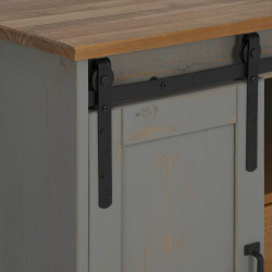 Komoda HALDEN 2 Drzwi przesuwne Szara 112x40x80 cm Drewno lite