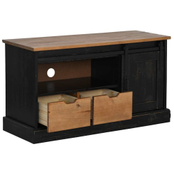 Szafka RTV HALDEN z drzwiami przesuwnymi Czarna 110x40x60 cm