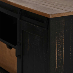 Szafka RTV HALDEN z drzwiami przesuwnymi Czarna 110x40x60 cm