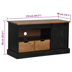 Szafka RTV HALDEN z drzwiami przesuwnymi Czarna 110x40x60 cm