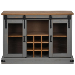 Komoda HALDEN 2 Drzwi przesuwne Szara 112x40x80 cm Drewno lite