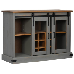 Komoda HALDEN 2 Drzwi przesuwne Szara 112x40x80 cm Drewno lite