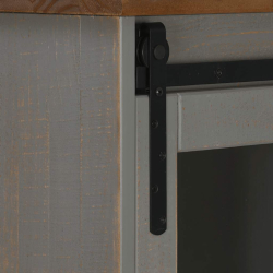 Komoda HALDEN 2 Drzwi przesuwne Szara 112x40x80 cm Drewno lite
