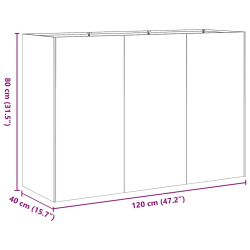 Doniczka Antracyt 120x40x80 cm Stal walcowana na zimno