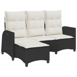 Rozkładana Sofa Ogrodowa z Poduszkami L-kształtna Czarna