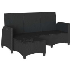 Rozkładana Sofa Ogrodowa z Poduszkami L-kształtna Czarna