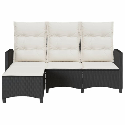 Rozkładana Sofa Ogrodowa z Poduszkami L-kształtna Czarna
