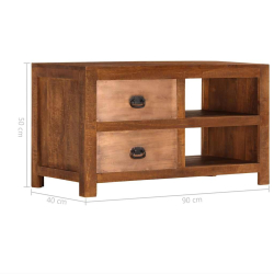 Stolik kawowy z 2 szufladami 90x40x50 cm lite drewno mango