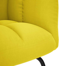 Fotel bujany z podnóżkiem Tkanina jasnożółta