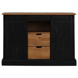 Komoda HALDEN 2 Drzwi przesuwne Czarny 112x40x80 cm Drewno lite
