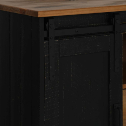 Komoda HALDEN 2 Drzwi przesuwne Czarny 112x40x80 cm Drewno lite