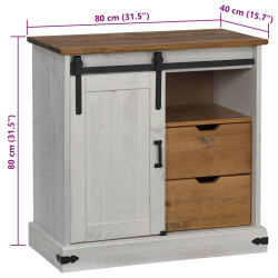 Komoda HALDEN z drzwiami przesuwnymi Biała 80x40x80 cm