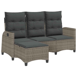 Rozkładana Sofa Ogrodowa z Poduszkami L-kształtna Szara