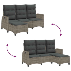 Rozkładana Sofa Ogrodowa z Poduszkami L-kształtna Szara