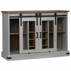 Komoda HALDEN 2 Drzwi przesuwne Biały 112x40x80 cm Drewno lite