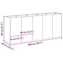 Doniczka Antracyt 200x40x80 cm Stal walcowana na zimno