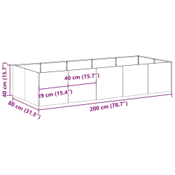 Doniczka Biała 200x80x40 cm Stal