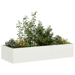 Doniczka Biała 200x80x40 cm Stal