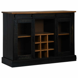 Komoda HALDEN 2 Drzwi przesuwne Czarny 112x40x80 cm Drewno lite