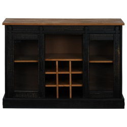 Komoda HALDEN 2 Drzwi przesuwne Czarny 112x40x80 cm Drewno lite