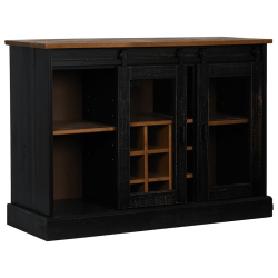 Komoda HALDEN 2 Drzwi przesuwne Czarny 112x40x80 cm Drewno lite