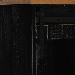 Komoda HALDEN 2 Drzwi przesuwne Czarny 112x40x80 cm Drewno lite