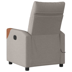 Rozkładany fotel masujący, elektryczny, kolor taupe, tkanina