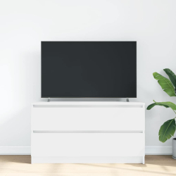 Szafka RTV Biała 100x35x54 cm Drewno klejone