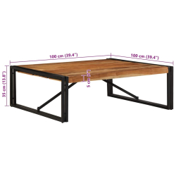 Stolik kawowy 100x100x35 cm lite drewno akacjowe