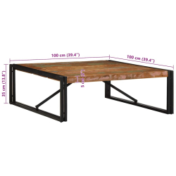 Stolik kawowy wielokolorowy 100x100x35 cm lite drewno odzyskane