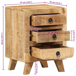 Szafka nocna 2 szt. 37x32x50 cm Drewno lite surowe mango
