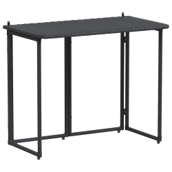 Składany stół ogrodowy czarny 90x51x75 cm polirattan