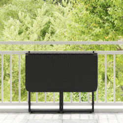 Składany stół ogrodowy czarny 90x51x75 cm polirattan