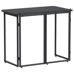 Składany stół ogrodowy czarny 90x51x75 cm polirattan