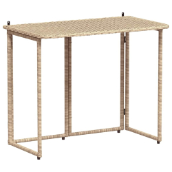 Składany stół ogrodowy beżowy 90x51x75 cm polirattan