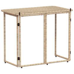 Składany stół ogrodowy beżowy 90x51x75 cm polirattan