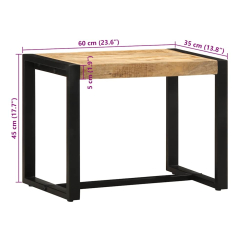 Ławka 60x35x45 cm lite drewno surowe mango
