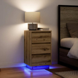 Szafka nocna z oświetleniem LED Dąb Artisan 38x34x65 cm