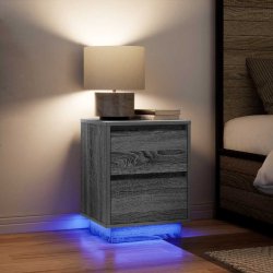 Szafki nocne z oświetleniem LED 2 szt. Szary Sonoma 38x34x50 cm