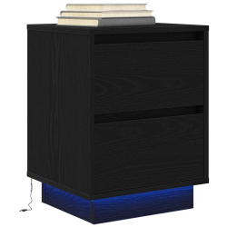 Szafki nocne z oświetleniem LED 2 szt. Czarne 38x34x50 cm