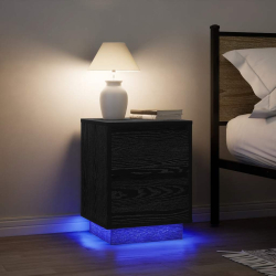 Szafki nocne z oświetleniem LED 2 szt. Czarne 38x34x50 cm