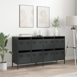 Szafka, czarna, 135x39x73,5 cm, stal walcowana na zimno