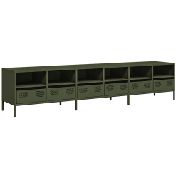 Szafka RTV, oliwkowa, 202x39x43,5 cm, stal walcowana na zimno